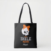 Trick oder Treat Niedlich Orange Skeleton Hallowee Tasche (Vorderseite)
