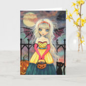 Trick oder Treat Niedliche Gothic Fairy Halloween  Karte (Gelbe Blume)