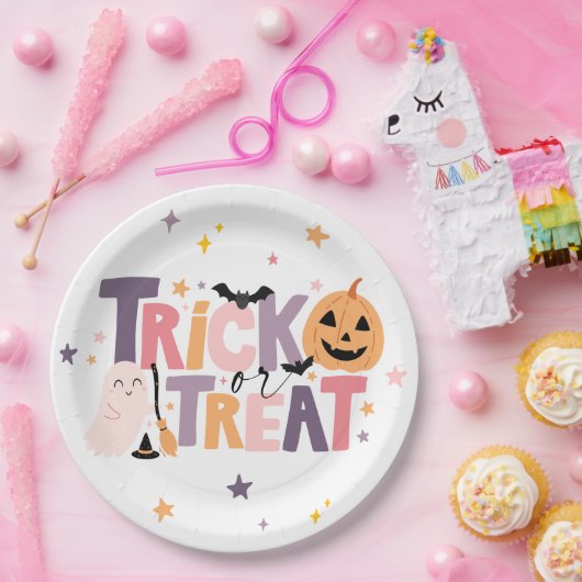 Trick oder Treat Niedliche Halloween-Ballondekor Pappteller (Party)