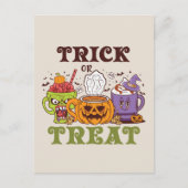 Trick oder Treat - Niedliche Halloween-Kaffeepause Postkarte (Vorderseite)