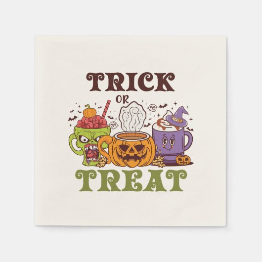 Trick oder Treat - Niedliche Halloween-Kaffeepause Serviette (Vorderseite)