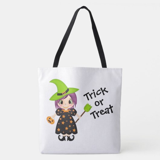 Trick oder Treat Niedliche Hexe Tasche (Vorderseite)