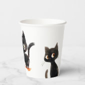 Trick oder Treat Niedliche schwarze Katze Hallowee Pappbecher (Rückseite)