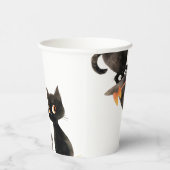 Trick oder Treat Niedliche schwarze Katze Hallowee Pappbecher (Rechts)