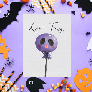 Trick oder Treat? Niedliche Wasserfarbe Lollipop Feiertagspostkarte