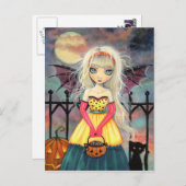 Trick oder Treat Niedlichen Halloween Vampire und  Postkarte (Vorne/Hinten)