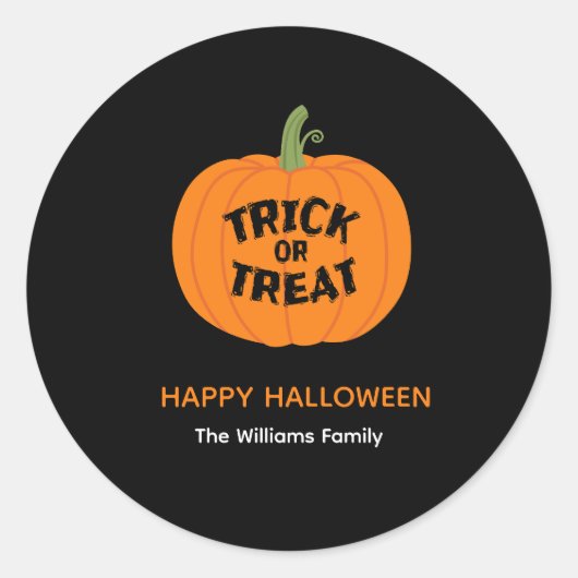Trick oder Treat Niedlichen Pumpkin Halloween Stic Runder Aufkleber (Vorderseite)