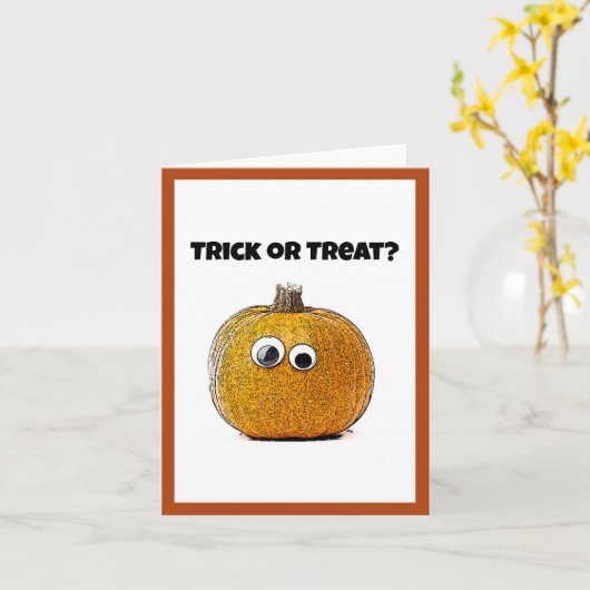 Trick oder Treat Niedlicher Halloween Pumpkin-Cart Karte (Gelbe Blume)
