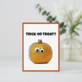 Trick oder Treat Niedlicher Halloween Pumpkin-Cart Postkarte (Stehend Vorderseite)