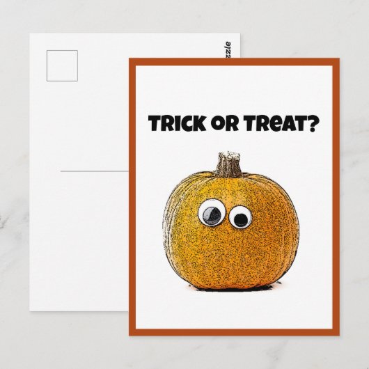 Trick oder Treat Niedlicher Halloween Pumpkin-Cart Postkarte (Vorne/Hinten)