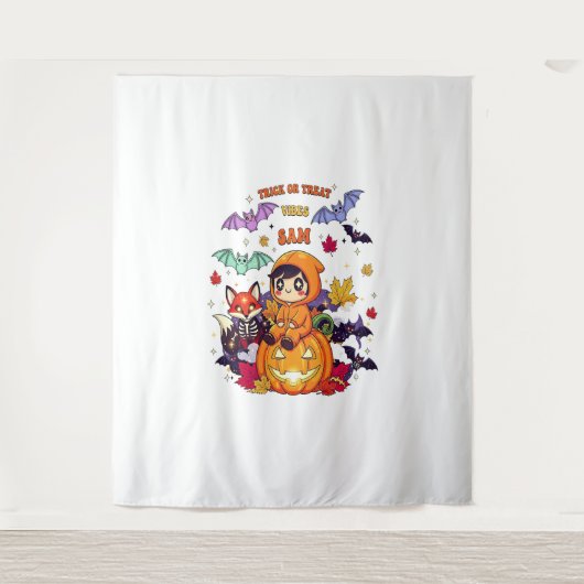 Trick oder Treat Niedliches Halloween Wandteppich (Vorderseite)