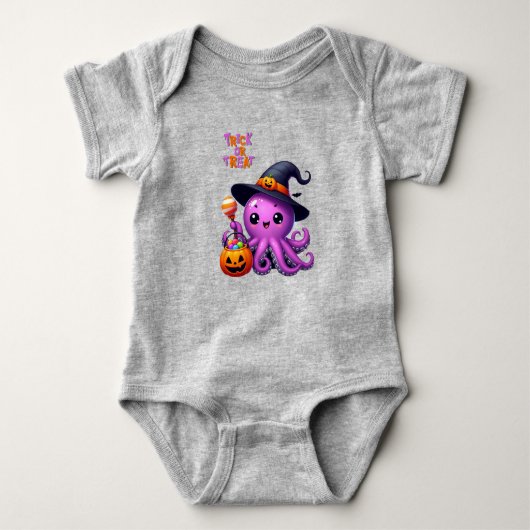 Trick oder Treat Octopus Halloween Baby Strampler (Vorderseite)