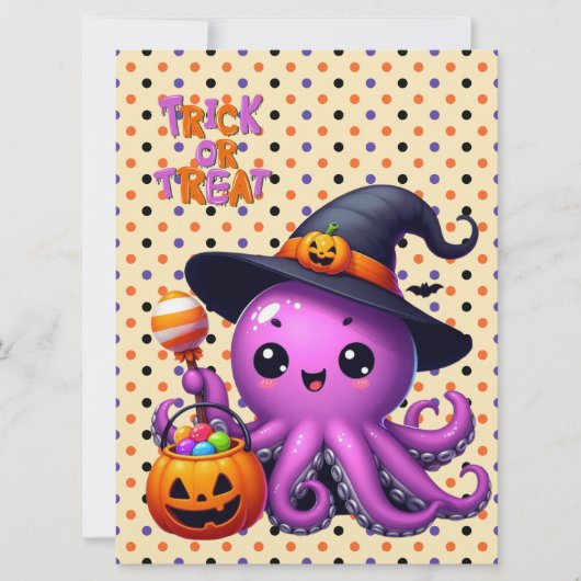 Trick oder Treat Octopus Halloween Feiertagskarte (Vorderseite)
