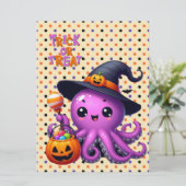 Trick oder Treat Octopus Halloween Feiertagskarte (Stehend Vorderseite)