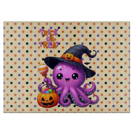 Trick oder Treat Octopus Halloween Schneidebrett (Vorderseite)
