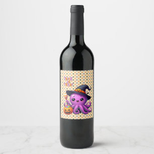 Trick oder Treat Octopus Halloween Weinetikett