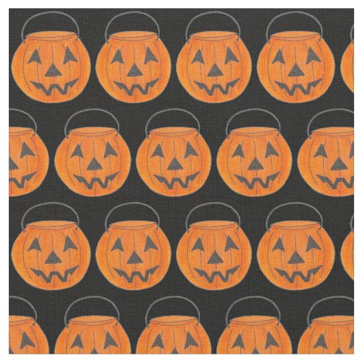 Trick oder Treat Orange Halloween Pumpknöpfe Stoff (Nahaufnahme)