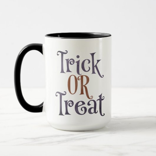 Trick oder Treat Orange & Lila Halloween Tasse (Links)