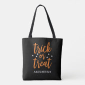 Trick oder Treat Orange Moderne SkriptHalloween Tasche (Rückseite)