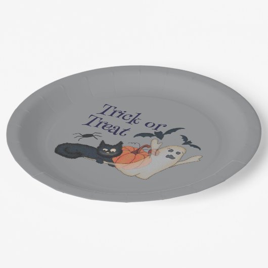 Trick oder Treat Pappteller (Schrägansicht)