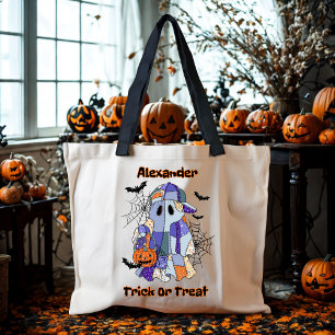 Trick oder Treat Patchwork Ghost Halloween Custom Tragetasche