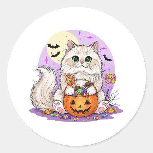 Trick oder Treat Persian - Fluffy Persian Cat Runder Aufkleber (Vorderseite)