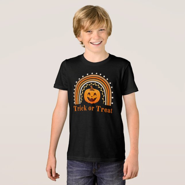 Trick oder Treat Pumkin Tri-Blend Shirt (Vorderseite voll)