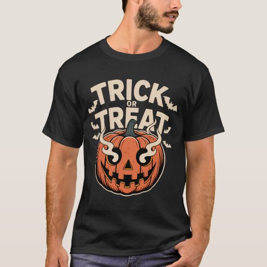Trick oder Treat Pumpkin Face Art T-Shirt (Vorderseite)