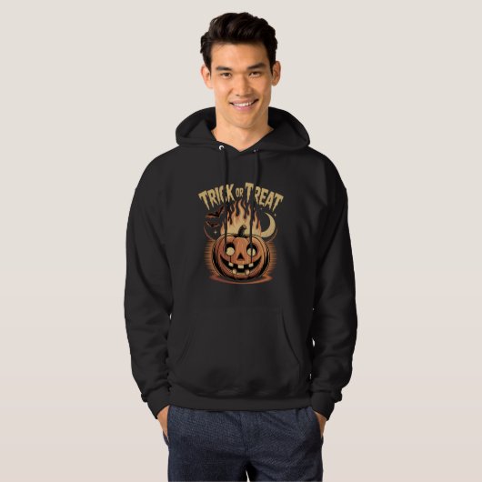 Trick oder Treat Pumpkin Feuer Design Hoodie (Vorne ganz)