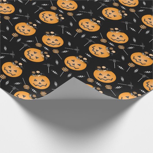 Trick oder Treat Pumpkin Halloween Candy Bucket Geschenkpapier (Ecke)