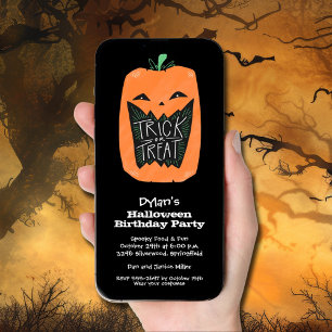 Trick oder Treat Pumpkin Halloween Geburtstag Einladung