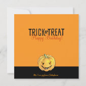 Trick oder Treat Pumpkin Halloween Geburtstag Einladung (Rückseite)