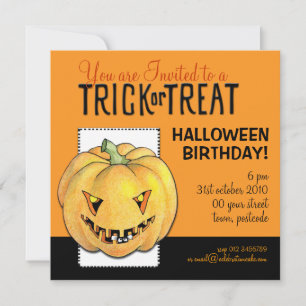 Trick oder Treat Pumpkin Halloween Geburtstag Einladung