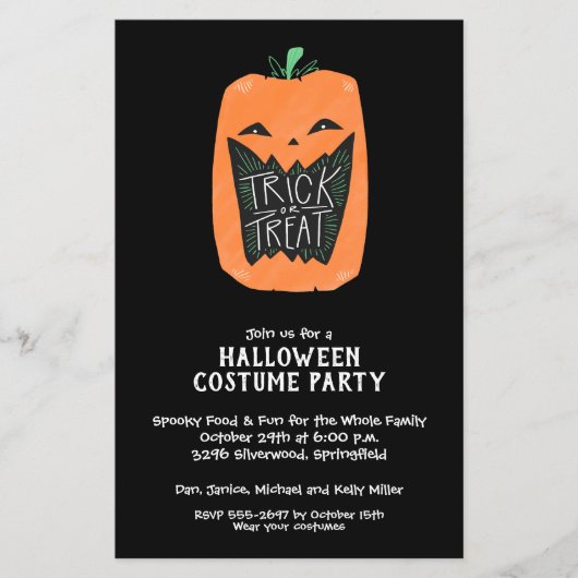 Trick oder Treat Pumpkin Halloween Haushalt Einlad (Vorderseite)