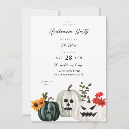 Trick oder Treat Pumpkin-Halloween-Party Einladung (Vorderseite)