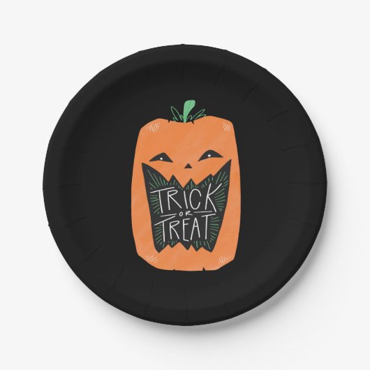 Trick oder Treat Pumpkin-Halloween-Party Pappteller (Vorderseite)