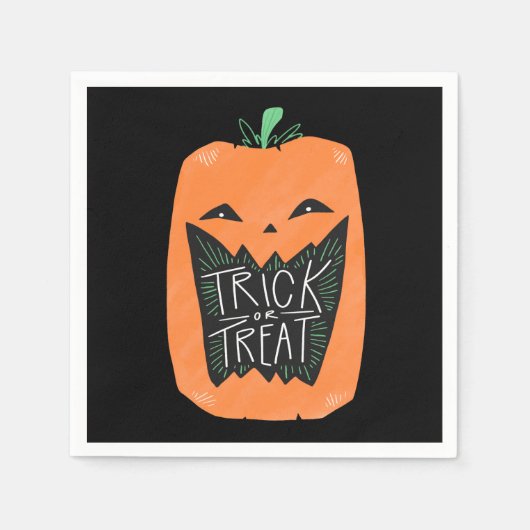 Trick oder Treat Pumpkin Halloween Serviette (Vorderseite)