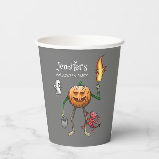 Trick oder Treat Pumpkin Pappbecher (Rückseite)