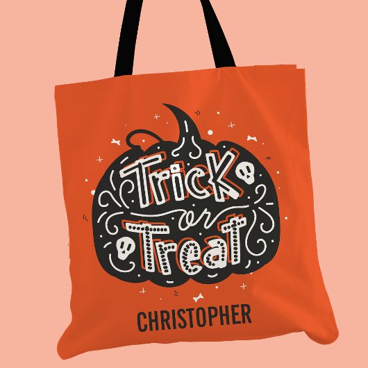 Trick oder Treat Pumpkin Personalisiertes Hallowee Tasche