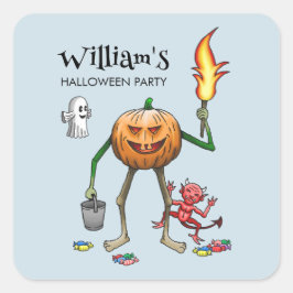 Trick oder Treat Pumpkin Quadratischer Aufkleber
