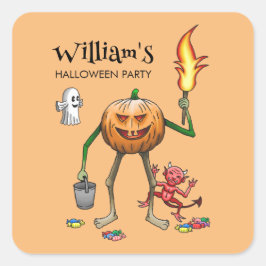 Trick oder Treat Pumpkin Quadratischer Aufkleber