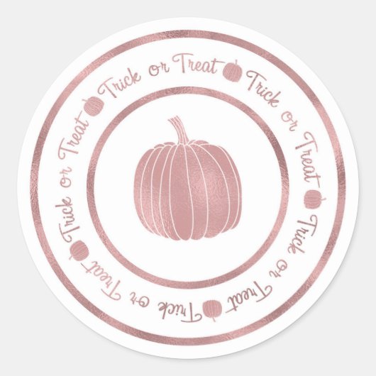 Trick oder Treat & Pumpkin Rose Gold Glam Hallowee Runder Aufkleber (Vorderseite)