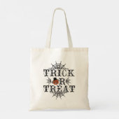 Trick oder Treat Pumpkin Spiders Happy Halloween Tragetasche (Rückseite)