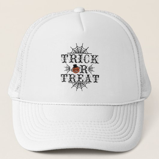 Trick oder Treat Pumpkin Spiders Happy Halloween Truckerkappe (Vorderseite)