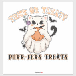 Trick oder Treat? Purr-Fans Leckereien! Funny Ghos Aufkleber