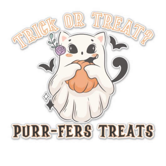 Trick oder Treat? Purr-Fans Leckereien! Funny Ghos Aufkleber (Vorderseite)