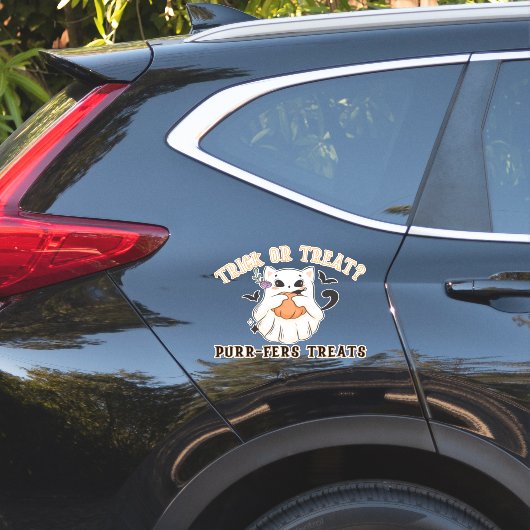 Trick oder Treat? Purr-Fans Leckereien! Funny Ghos Aufkleber (Auto Seite)