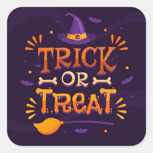 Trick oder Treat Quadratischer Aufkleber (Vorderseite)