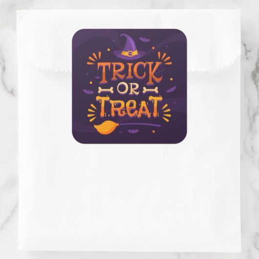 Trick oder Treat Quadratischer Aufkleber (Tasche)