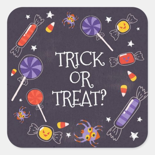 Trick oder Treat Quadratischer Aufkleber (Vorderseite)